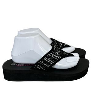 Skechers Women's Cali Vinyasa Flow Black Wedge Sandals Size 10